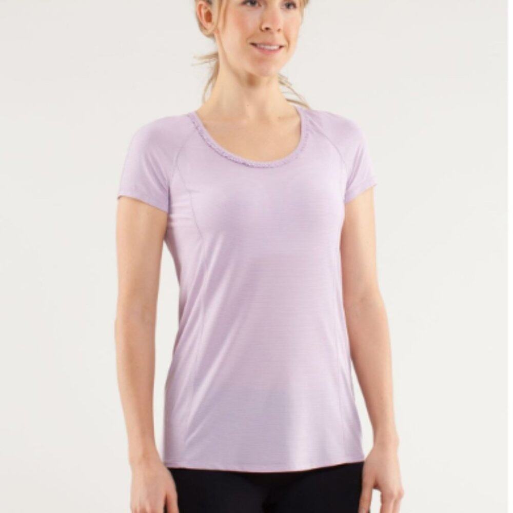 Lululemon Run Wild Top Size 6 Heathered Rose Quartz Ruffle Running Workout